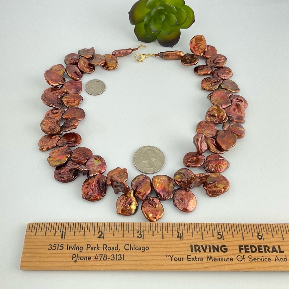 Host Pick!❤️Copper Keishi Pearls Necklace, Handmade, 19.5" Long - Picture 7 of 9